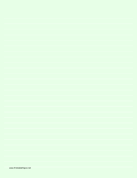 Printable Lined Paper - Light Green - Wide White Lines
