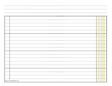 Finance Columnar Paper in Landscape Orientation, Wide-Spaced Lines, and 1 Column Paper