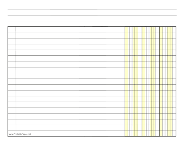 Finance Columnar Paper in Landscape Orientation, Wide-Spaced Lines, and 3 Columns Paper