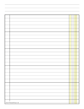 Finance Columnar Paper in Portrait Orientation, Wide-Spaced Lines, and 1 Column Paper