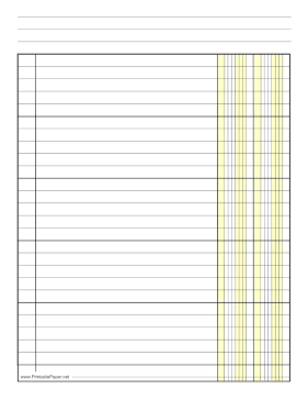 Finance Columnar Paper in Portrait Orientation, Wide-Spaced Lines, and 2 Columns Paper