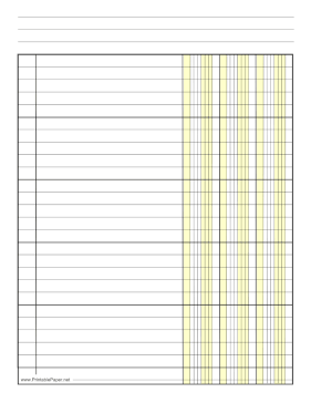 Finance Columnar Paper in Portrait Orientation, Wide-Spaced Lines, and 3 Columns Paper