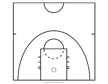 Printable Professional Basketball Half Court Diagram