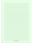 Lined Paper - Light Green - Medium Black Lines - A4 paper