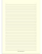 Lined Paper - Light Yellow - Medium Black Lines - A4 paper