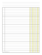 Finance Columnar Paper in Portrait Orientation, Wide-Spaced Lines, and 2 Columns paper