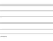 Music Paper with six staves on A4-sized paper in landscape orientation paper