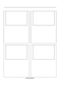 Storyboard with 2x2 grid of 3:2 (35mm photo) screens on A4 paper paper