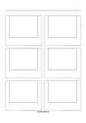 Storyboard with 2x3 grid of 4:3 (full screen) screens on A4 paper paper